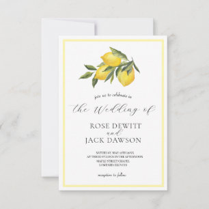 Invitation Aquarelle Lemon Garden Mariage blanc