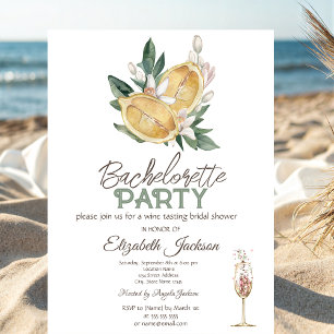 Invitation Aquarelle Lemons Verre Botanique Bachelorette