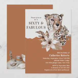 Invitation Aquarelle Léopard floral Soixante-60e anniversaire