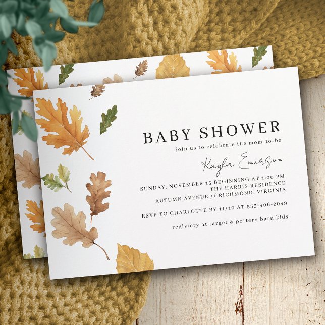 Invitation Aquarelle Levier | Baby shower d'automne rustique (Créateur téléchargé)