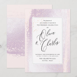 Invitation Aquarelle Lilac brillante, Blush+Faux Metallic