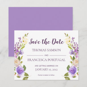 Invitation Aquarelle Lilac Mariage floral Enregistrer la cart