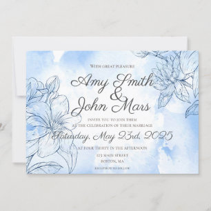 Invitation Aquarelle Lily est en bleu