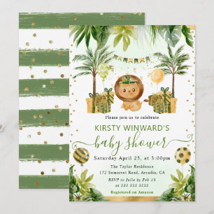 Invitation Aquarelle Lion de la Jungle Baby Shower Enfants