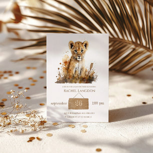 Invitation Aquarelle Lion King`s Baby shower