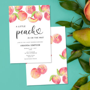 Invitation Aquarelle Little peach arrive bientôt shower bébé