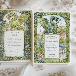 Invitation Aquarelle Ljubljana Slovénie Dragon Mariage