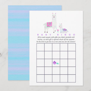 Invitation Aquarelle Llama thème Baby shower Bingo