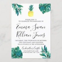 Invitation aquarelle Luau de l'ananas tropical