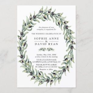 Invitation Aquarelle luxuriante Branches d'olive Mariage de c