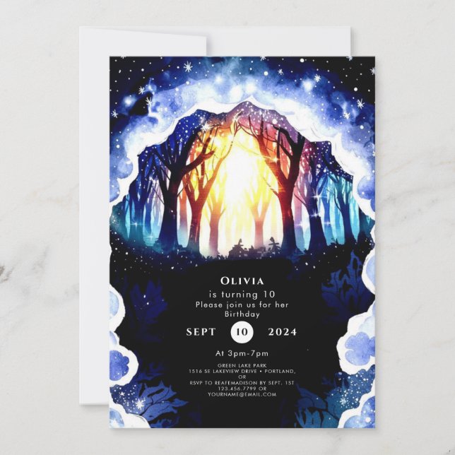 Invitation Aquarelle Magie Bois Anniversaire (Devant)