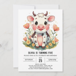 Invitation Aquarelle Magique Jote Cow Anniversaire