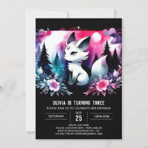 Invitation Aquarelle Magique Loup Anniversaire