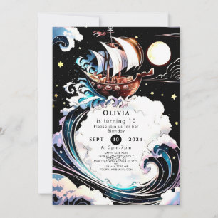 Invitation Aquarelle Magique Matey Pirate Anniversaire