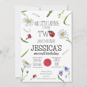 Invitation Aquarelle magique mignonne 2e anniversaire fille L