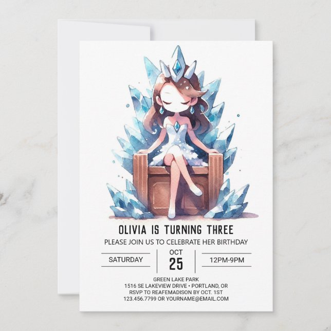 Invitation Aquarelle magique Princesse Anniversaire (Devant)