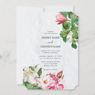 Invitation Aquarelle Magnolia Fleurs Mariage