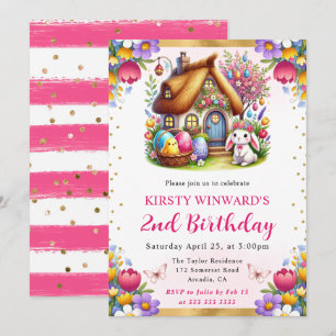 Invitation Aquarelle Maison de Pâques de printemps Anniversai