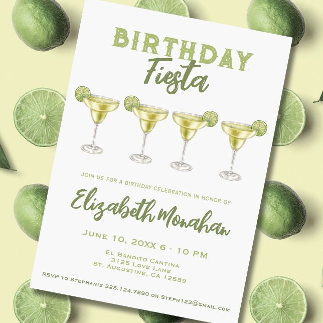 Invitation Aquarelle Margarita Anniversaire Fiesta Anniversai (Créateur téléchargé)