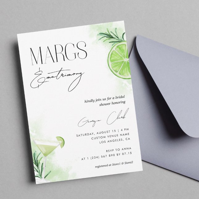 Invitation Aquarelle Margarita Cocktail & Fête des mariées de (Créateur téléchargé)