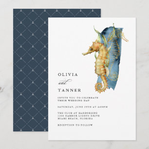 Invitation Aquarelle Mariage à thème du littoral
