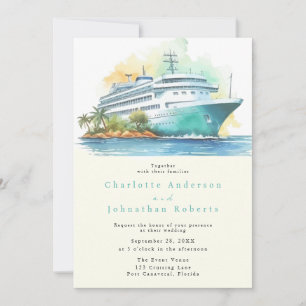Invitation Aquarelle Mariage de croisière