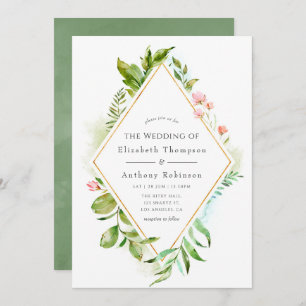 Invitation Aquarelle Mariage de verdure
