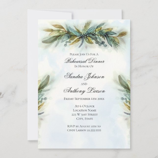 Invitation Aquarelle Mariage de verdure (Devant)