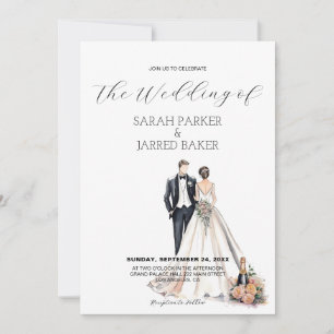 Invitation Aquarelle Mariage des nouveaux mariés