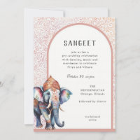 Aquarelle Mariage indien Elephant Sangeet
