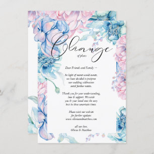 Invitation Aquarelle Mariage reportée rose et bleu Floral