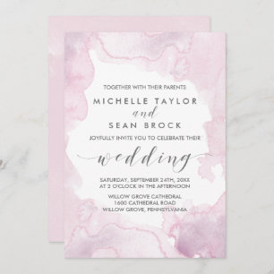 Invitation Aquarelle   Mariage rose et violet