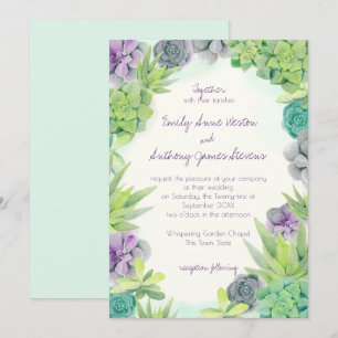 Invitation Aquarelle Mariage Succulente