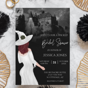 Invitation Aquarelle Mariage sur mesure Halloween Cheveux Rou