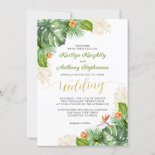 Invitation Aquarelle Mariage tropicale Palm Floral