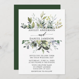 Invitation Aquarelle mariage Verdure botanique Élégant