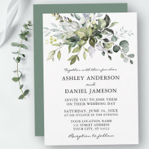 Aquarelle mariage Verdure botanique Sage Vert