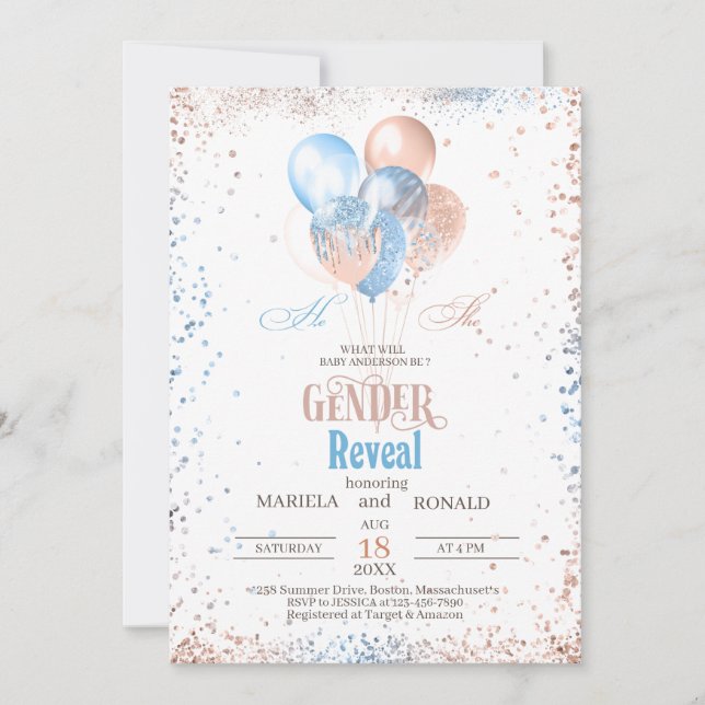 Invitation Aquarelle maternelle garçon ou fille sexe révéler  (Devant)