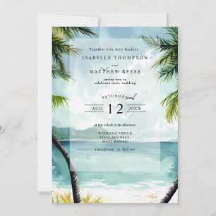 Invitation Aquarelle Maui Hawaii Mariage de plage tropicale