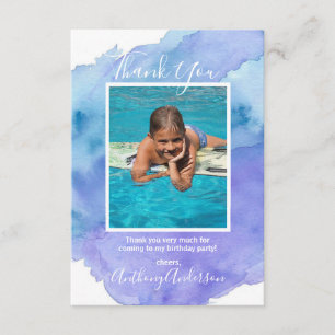 Invitation Aquarelle MERCI bleu garçon ANNIVERSAIRE   PHOTO