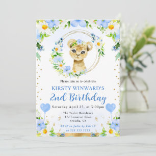 Invitation Aquarelle mignonne Anniversaire de enfant de Lion 