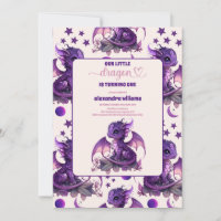 Aquarelle mignonne Dragon pourpre 1er anniversaire