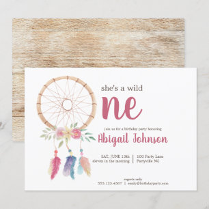 Invitation Aquarelle mignonne Dreamcatcher Premier anniversai