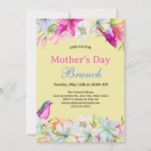 Invitation Aquarelle mignonne Floral Jaune Fête des Mères Bru