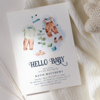Aquarelle mignonne Hello Baby Boy Baby shower