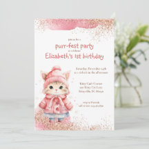 Aquarelle mignonne Kitty Chat Chat Hiver Anniversa
