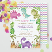 Aquarelle mignonne Pastel Dinosaures Fille verte