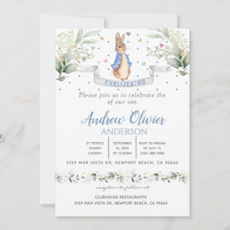Invitation Aquarelle mignonne Peter Rabbit Garçon Christen