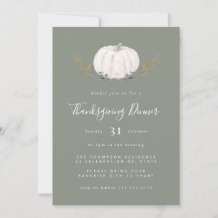 Invitation Aquarelle minimale Citrouille Halloween Sage Green