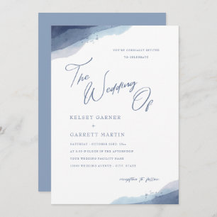 Invitation Aquarelle minimale Dusty Blue Calligraphy Mariage